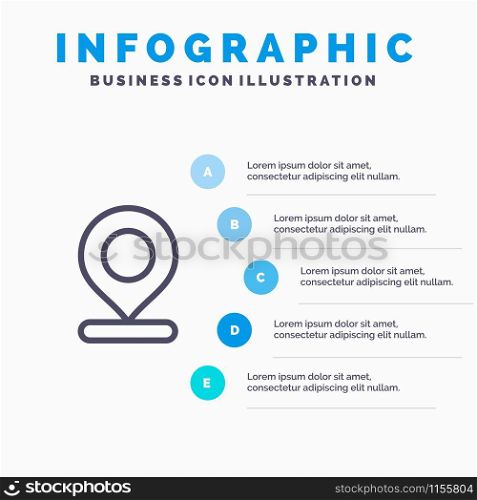 Location, Map, Marker, Pin Line icon with 5 steps presentation infographics Background