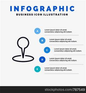 Location, Map, Marker, Pin Line icon with 5 steps presentation infographics Background