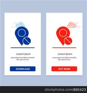 Location, Map, Marker, Pin, Medical Blue and Red Download and Buy Now web Widget Card Template