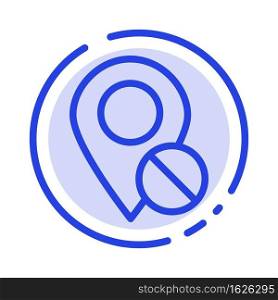 Location, Map, Marker, Pin, Medical Blue Dotted Line Line Icon