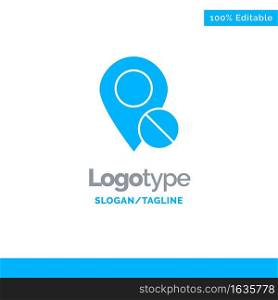 Location, Map, Marker, Pin, Medical Blue Solid Logo Template. Place for Tagline