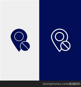 Location, Map, Marker, Pin, Medical Line and Glyph Solid icon Blue banner Line and Glyph Solid icon Blue banner