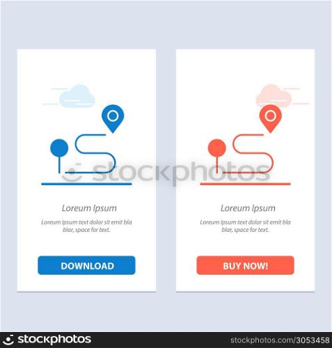Location, Map, Navigation, Pin Blue and Red Download and Buy Now web Widget Card Template