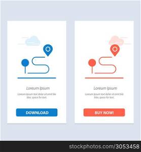 Location, Map, Navigation, Pin Blue and Red Download and Buy Now web Widget Card Template