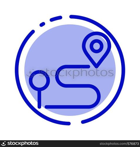 Location, Map, Navigation, Pin Blue Dotted Line Line Icon