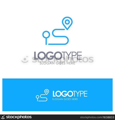 Location, Map, Navigation, Pin Blue outLine Logo with place for tagline