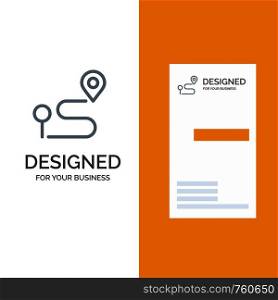 Location, Map, Navigation, Pin Grey Logo Design and Business Card Template
