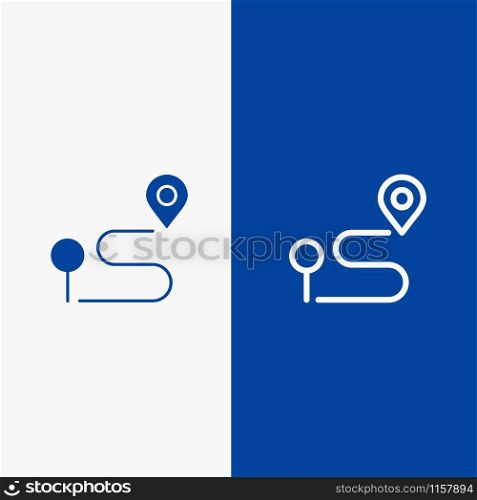 Location, Map, Navigation, Pin Line and Glyph Solid icon Blue banner Line and Glyph Solid icon Blue banner