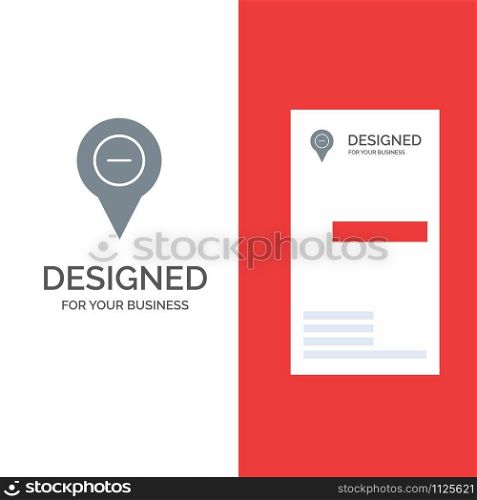 Location, Map, Navigation, Pin, minus Grey Logo Design and Business Card Template
