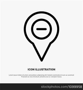 Location, Map, Navigation, Pin, minus Line Icon Vector