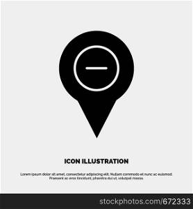 Location, Map, Navigation, Pin, minus solid Glyph Icon vector