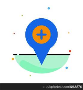 Location, Map, Navigation, Pin, Plus Abstract Flat Color Icon Template