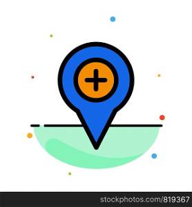 Location, Map, Navigation, Pin, Plus Abstract Flat Color Icon Template