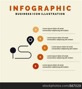 Location, Map, Navigation, Pin Solid Icon Infographics 5 Steps Presentation Background