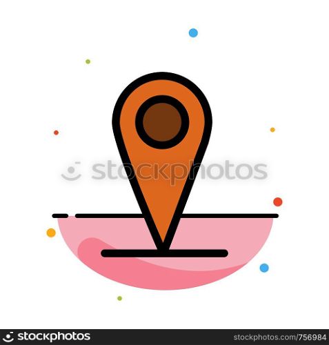 Location , Map, Pin Abstract Flat Color Icon Template