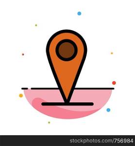 Location , Map, Pin Abstract Flat Color Icon Template