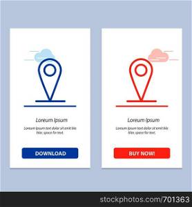 Location , Map, Pin Blue and Red Download and Buy Now web Widget Card Template