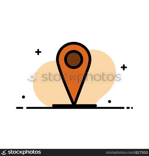 Location , Map, Pin Business Flat Line Filled Icon Vector Banner Template