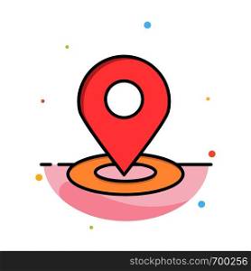 Location, Map, Pin, Hotel Abstract Flat Color Icon Template