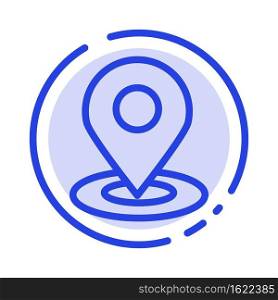 Location, Map, Pin, Hotel Blue Dotted Line Line Icon