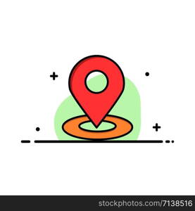 Location, Map, Pin, Hotel Business Flat Line Filled Icon Vector Banner Template