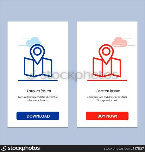 Location, Map, Pointer Blue and Red Download and Buy Now web Widget Card Template