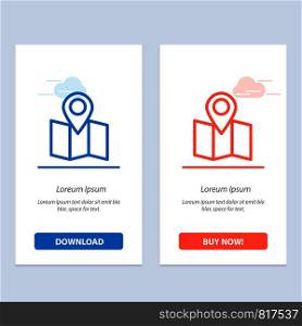 Location, Map, Pointer Blue and Red Download and Buy Now web Widget Card Template