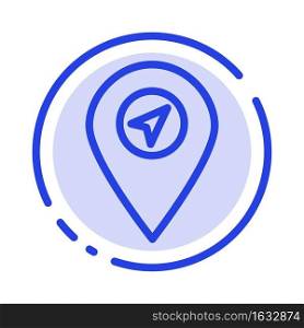 Location, Map, Pointer Blue Dotted Line Line Icon
