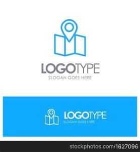 Location, Map, Pointer Blue Outline Logo Place for Tagline