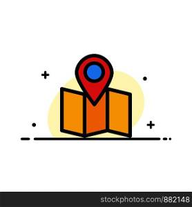 Location, Map, Pointer Business Flat Line Filled Icon Vector Banner Template
