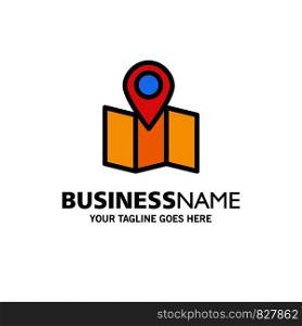 Location, Map, Pointer Business Logo Template. Flat Color