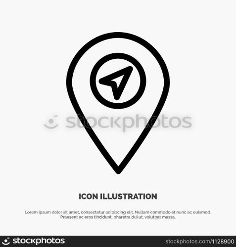 Location, Map, Pointer Line Icon Vector