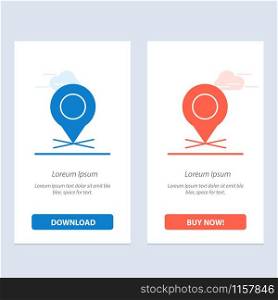 Location, Map, Pointer, Pin Blue and Red Download and Buy Now web Widget Card Template