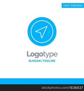 Location, Map, Pointer, Pin Blue Solid Logo Template. Place for Tagline