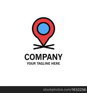 Location, Map, Pointer, Pin Business Logo Template. Flat Color