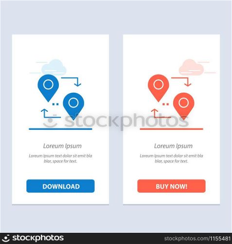 Location, Map, Pointer, Travel Blue and Red Download and Buy Now web Widget Card Template