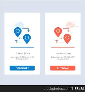 Location, Map, Pointer, Travel Blue and Red Download and Buy Now web Widget Card Template