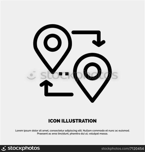 Location, Map, Pointer, Travel Line Icon Vector