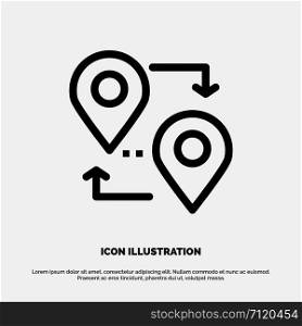 Location, Map, Pointer, Travel Line Icon Vector
