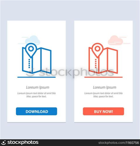 Location, Map, Service Pin Blue and Red Download and Buy Now web Widget Card Template