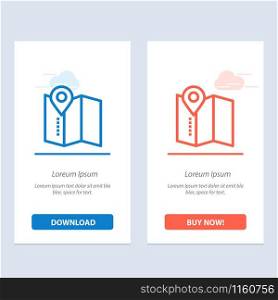 Location, Map, Service Pin Blue and Red Download and Buy Now web Widget Card Template