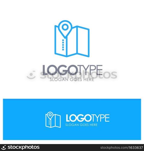 Location, Map, Service Pin Blue Logo Line Style