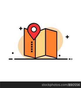 Location, Map, Service Pin Business Flat Line Filled Icon Vector Banner Template