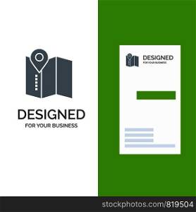 Location, Map, Service Pin Grey Logo Design and Business Card Template