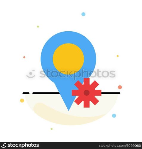Location, Map, Settings Abstract Flat Color Icon Template