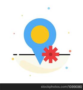 Location, Map, Settings Abstract Flat Color Icon Template