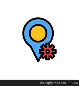 Location, Map, Settings  Flat Color Icon. Vector icon banner Template