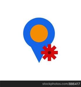 Location, Map, Settings Flat Color Icon. Vector icon banner Template