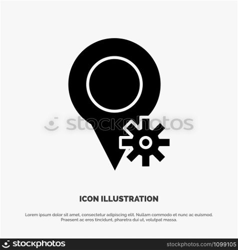 Location, Map, Settings solid Glyph Icon vector