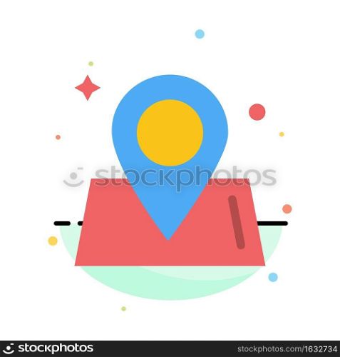 Location, Map, Way, World Abstract Flat Color Icon Template